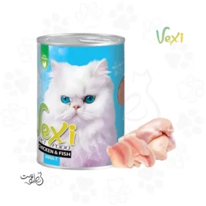 کنسرو پته ای گربه بالغ وکسی طعم مرغ و ماهی ۴۰۰ گرمی