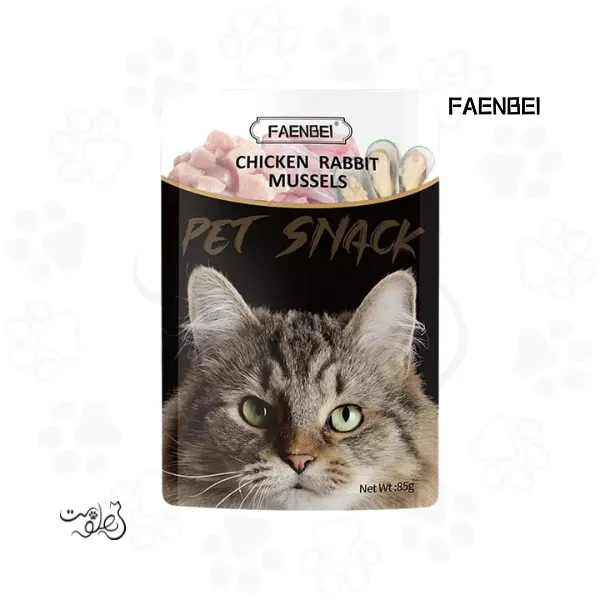 پوچ گربه فنبی طعم مرغ و خرگوش و صدف ۸۵ گرم FAENBEI