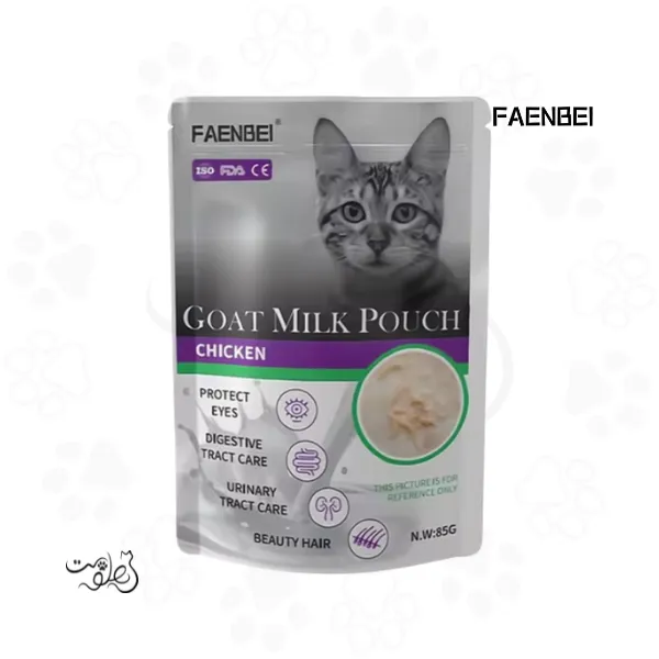 پوچ گربه فنبی شیر بز طعم مرغ ۸۵ گرم FAENBEI
