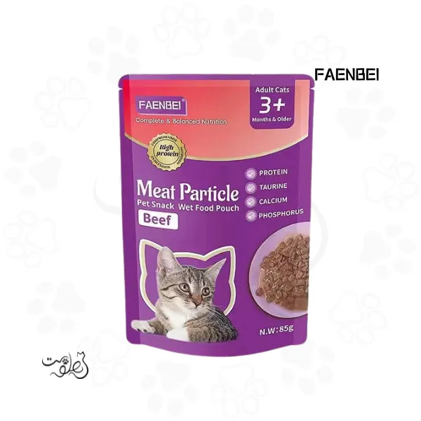 پوچ گربه فنبی با تکه های بیف ۸۵ گرم FAENBEI