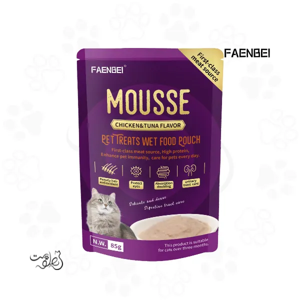 پوچ گربه موس فنبی طعم مرغ و ماهی تن ۸۵ گرم FAENBEI