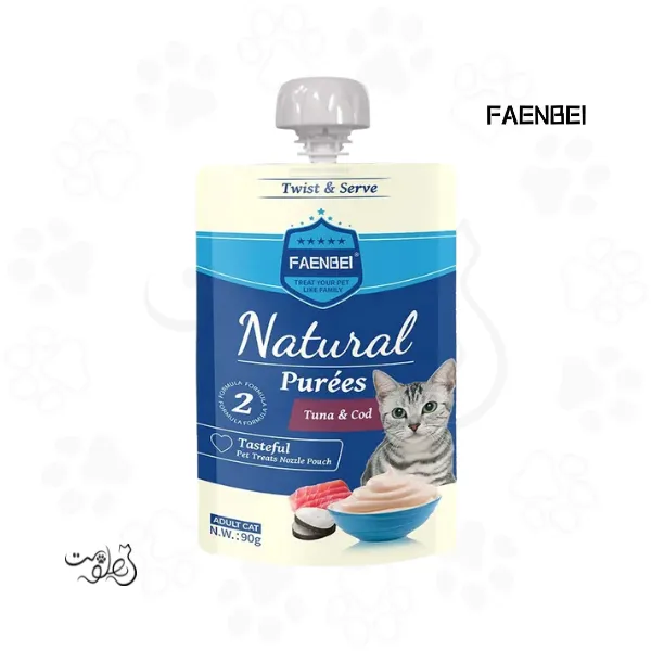 پودینگ گربه فنبی طعم ماهی تن و کاد ۹۰ گرم FAENBEI