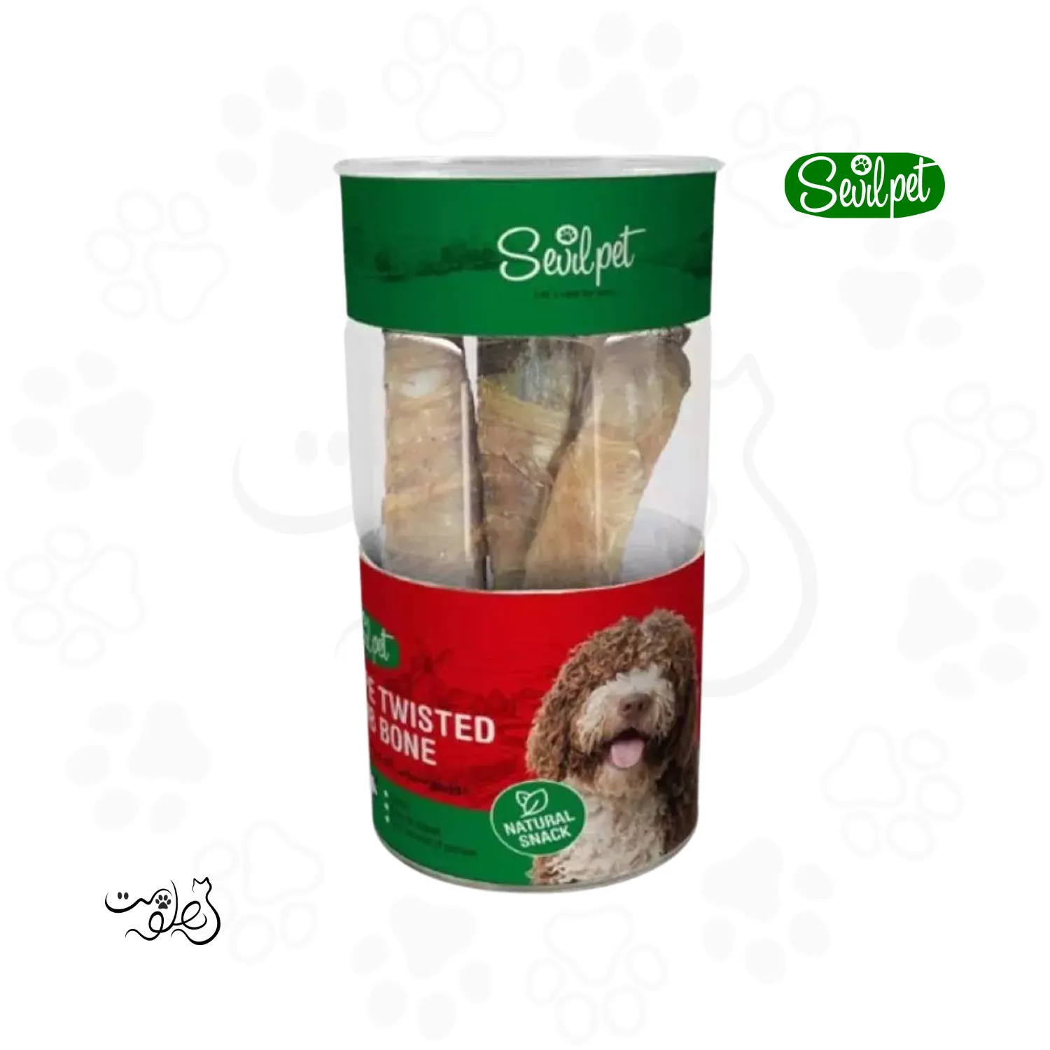 تشويقی سگ استخوان کوچک بره با دورپیچ سیرابی طبیعی سویل پت Sevilpet
