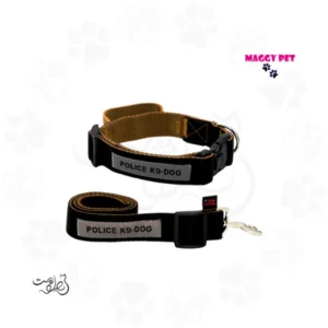ست گردنی و لید سگ پلیس مگی پت سایز ایکس لارژ Maggy Pet
