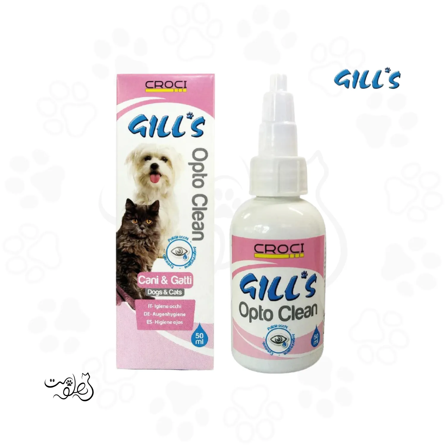 قطره تمیز کننده چشم سگ و گربه جیلز ۵۰ میل Gills