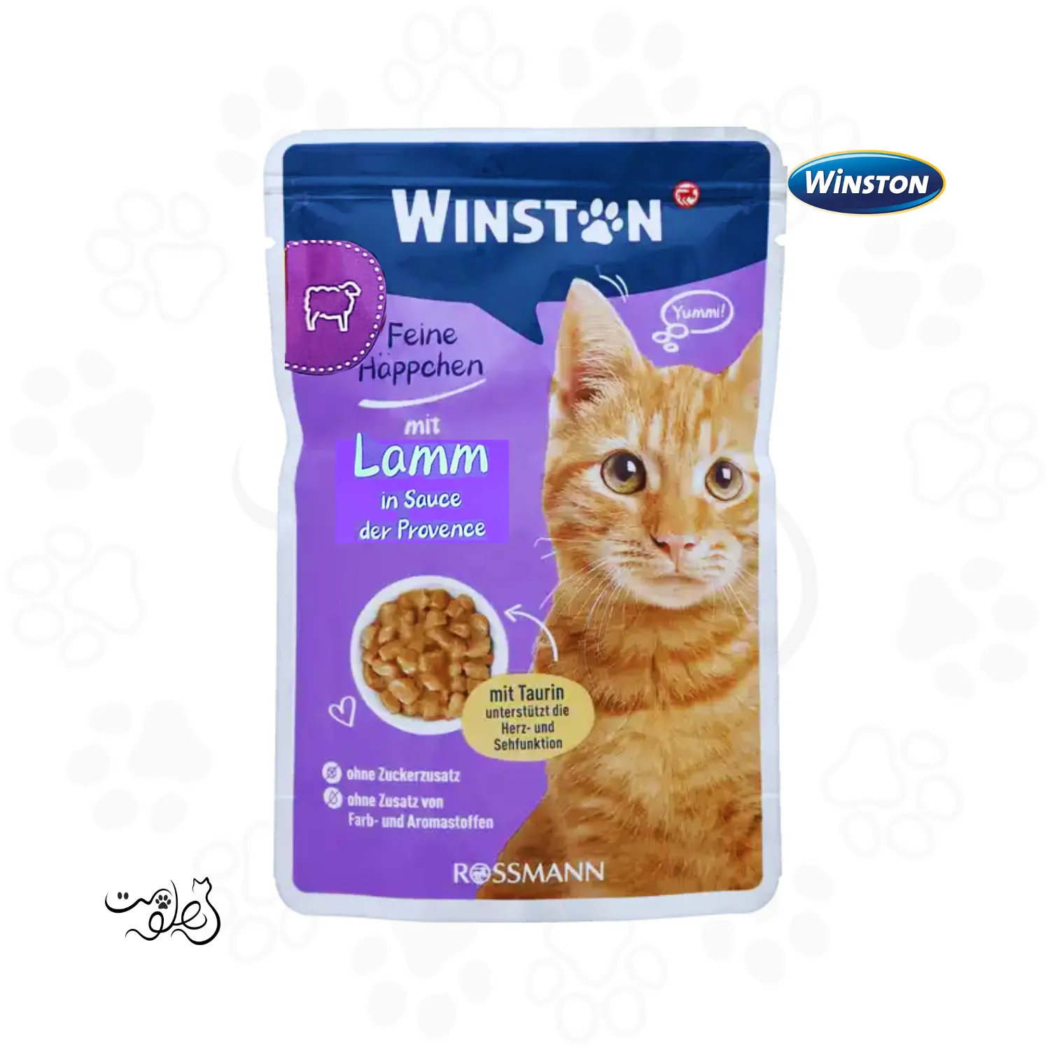 پوچ گربه وینستون طعم بره در سس ۱۰۰ گرم Winston Lamb In Sauce