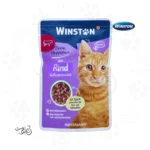 پوچ گربه وینستون طعم گوشت در سس ۱۰۰ گرم Winston Beef In Sauce